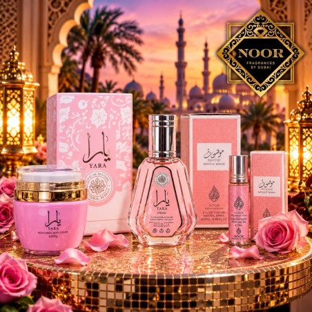 Noor 3-in-1 Gift Set – Mousuf Wardi & Yara: Perfume + Roll-On Oil + Body Cream